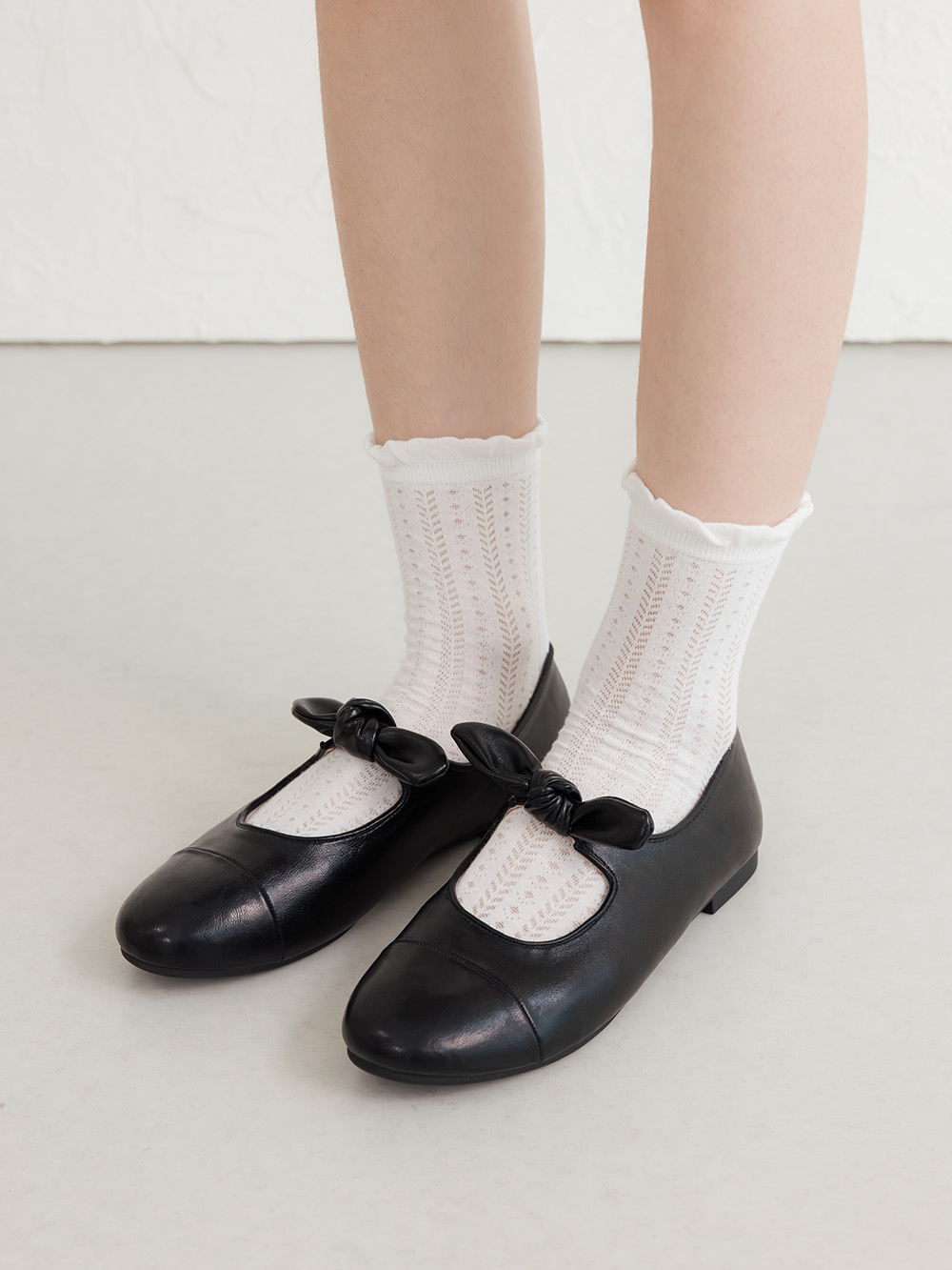 可愛啾啾蝴蝶結小香風瑪莉珍鞋 黑