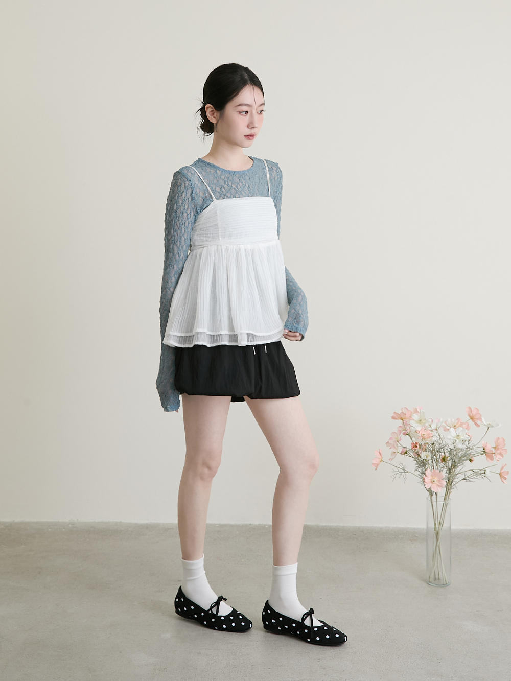 【3D零感雲織鞋】綁帶方頭瑪莉珍鞋 點點黑