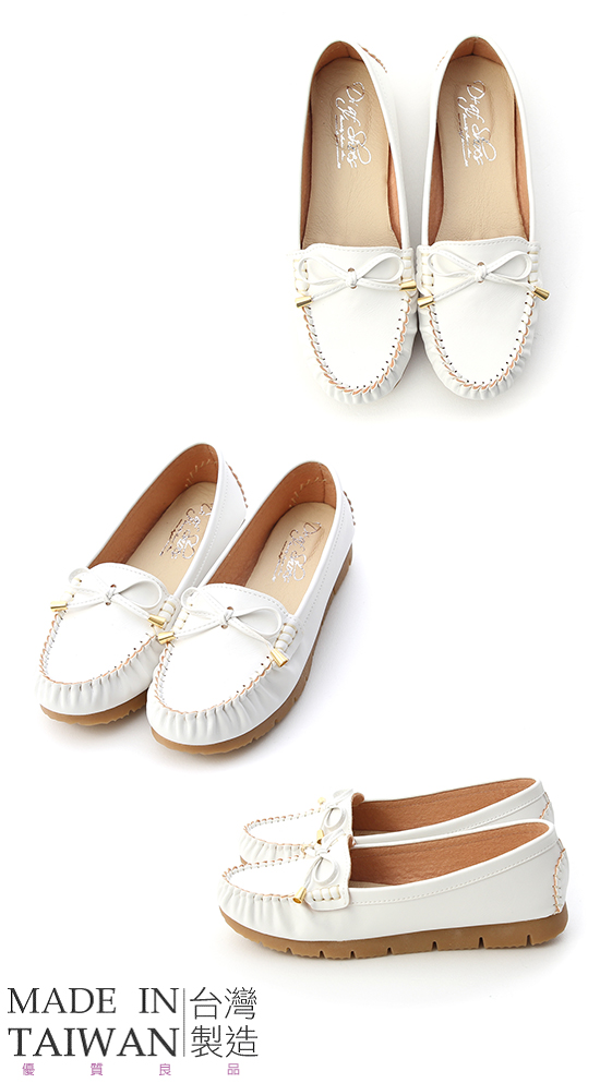 MIT Tie Detail Moccasins White