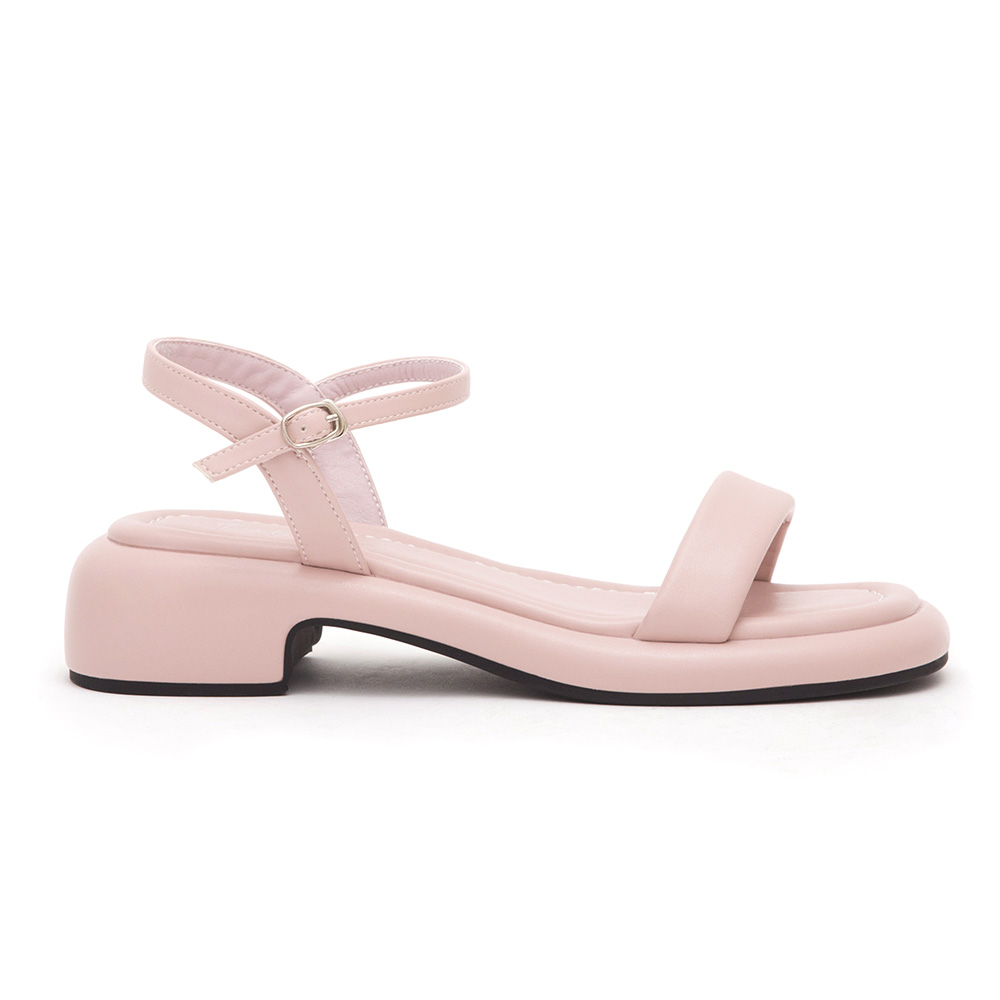 Single-Strap Low-Heeled Sandals Pink