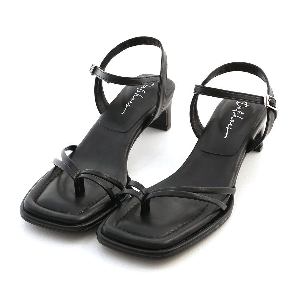 Puffy Cushioned Double-Strap Flat Heel Sandals Black