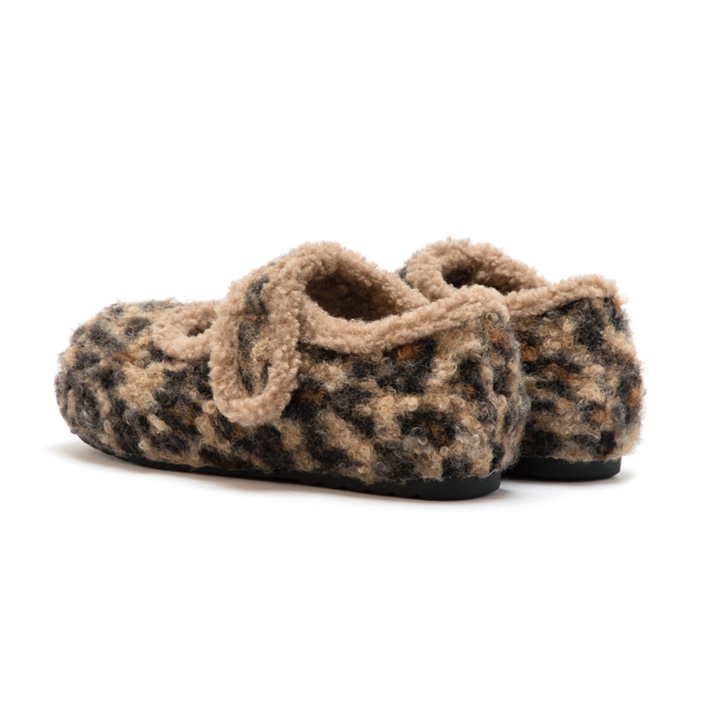 可愛萌系內增高毛毛瑪莉珍鞋 豹紋