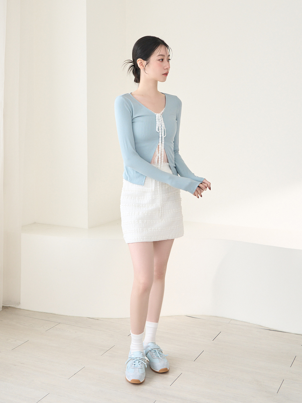 粉彩系列OK繃貼真皮休閒鞋 藍色