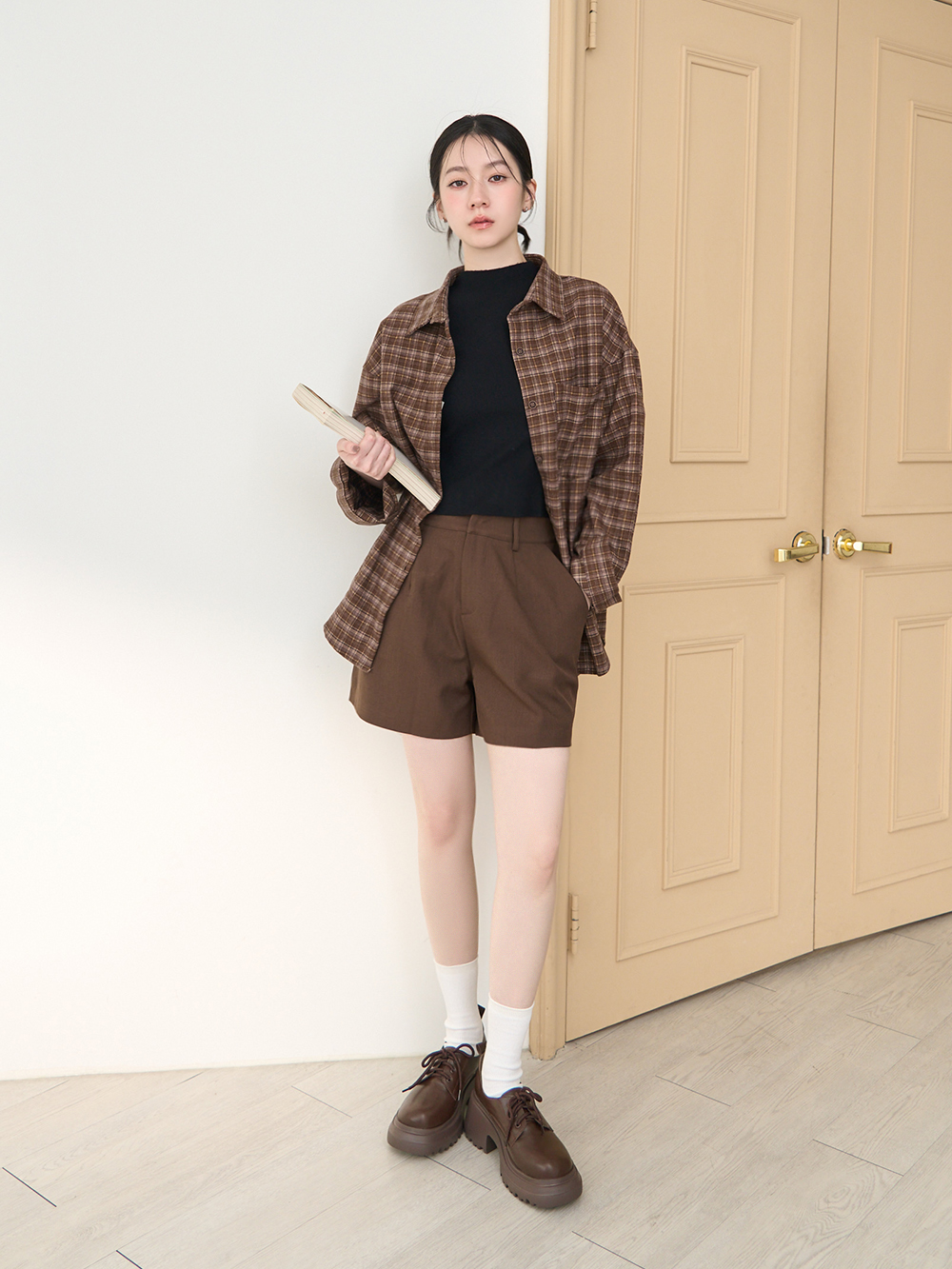 初戀系少女增高加厚底德比鞋 咖啡