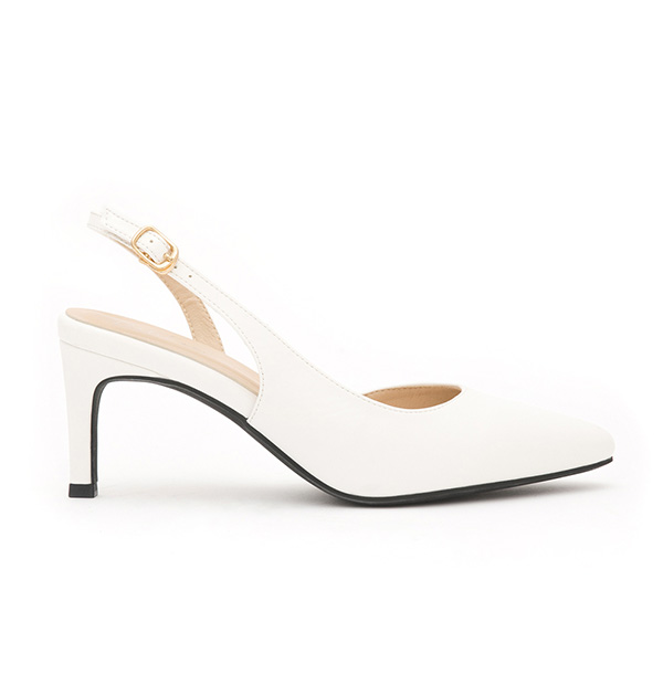 Elegant Pointed-Toe Slingback Heels White