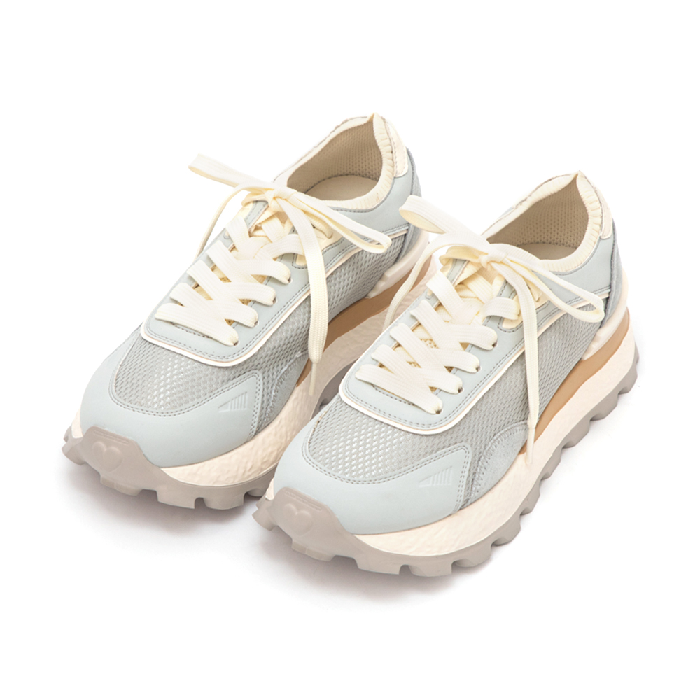 韓潮拼色輕量厚底增高休閒鞋 天空藍