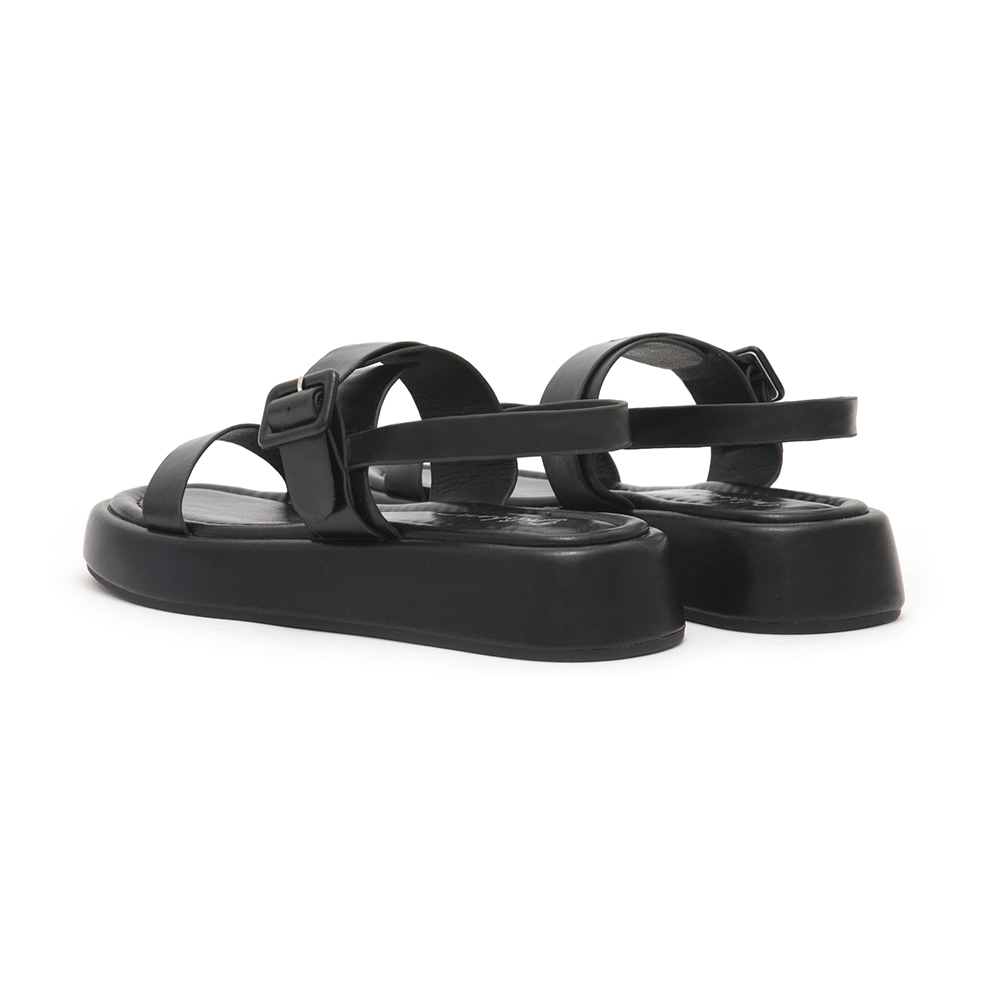 Square Buckle Thick Sole Sandals Black