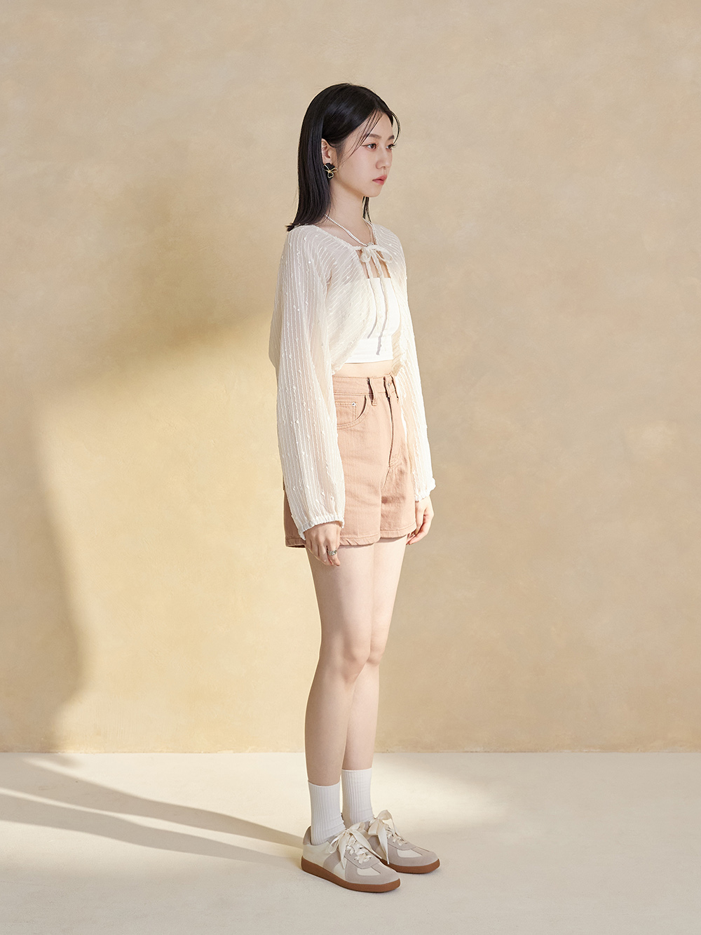 自在首選綁帶休閒德訓鞋 米白