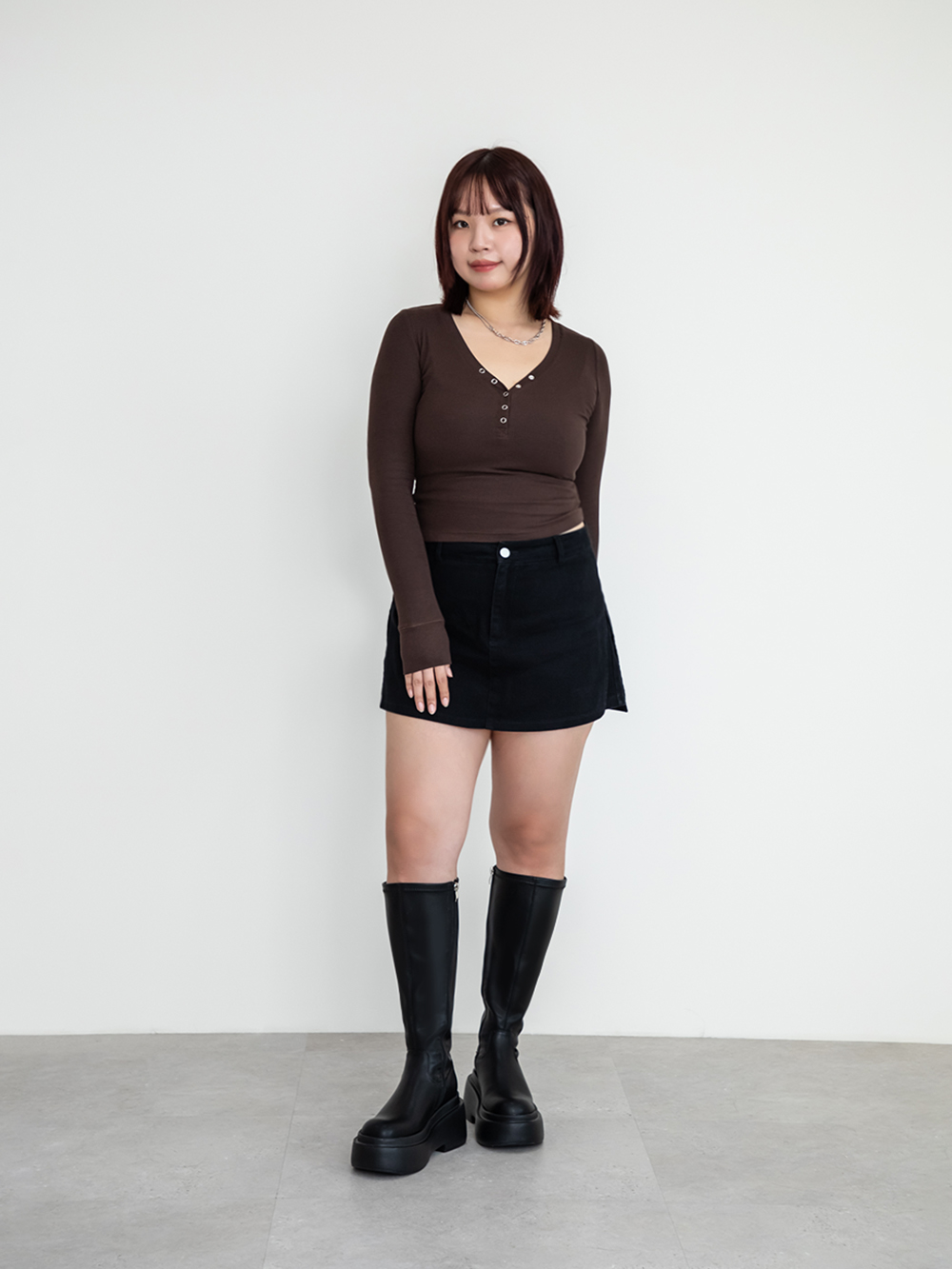 【加寬筒圍】時髦大長腿加厚底長靴 黑色