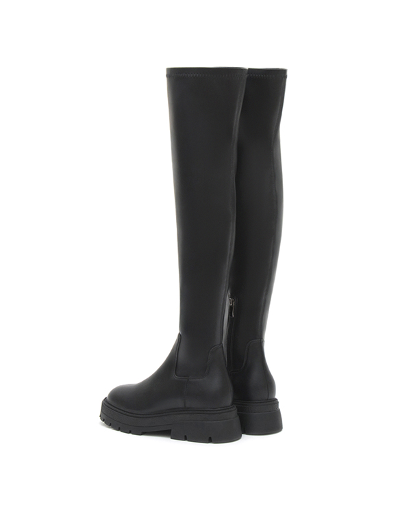 Slimming Solid Over-The-Knee Boots Black