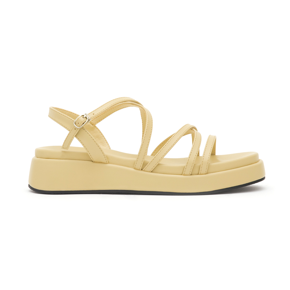 Cross-Strap Thick Sole Sandals Yellow