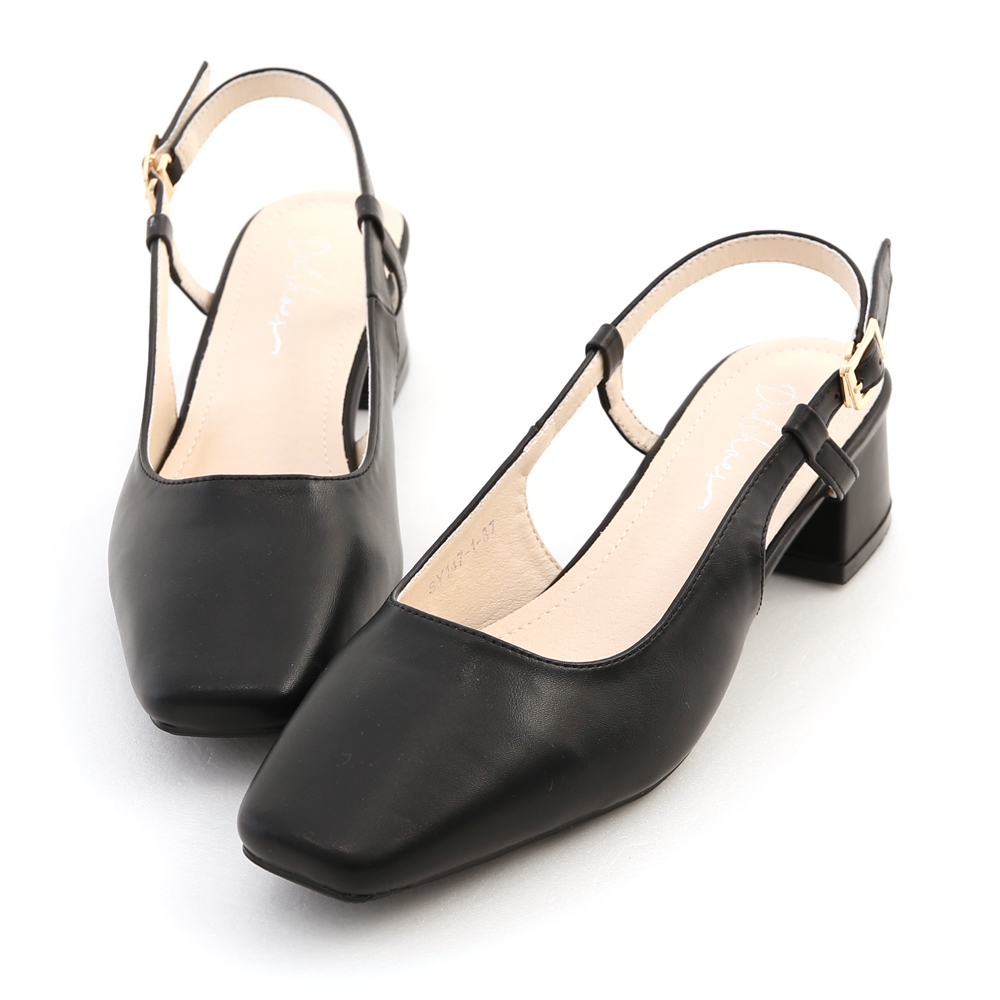 Mid-Heel Slingback Pumps Black