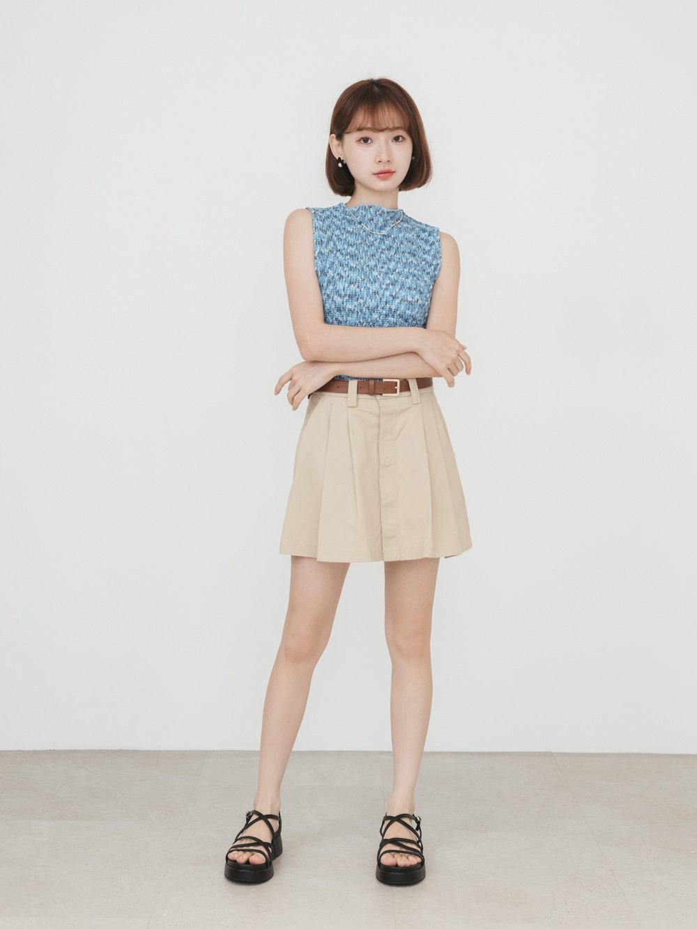 夏日樂園交叉細帶厚底涼鞋 時尚黑