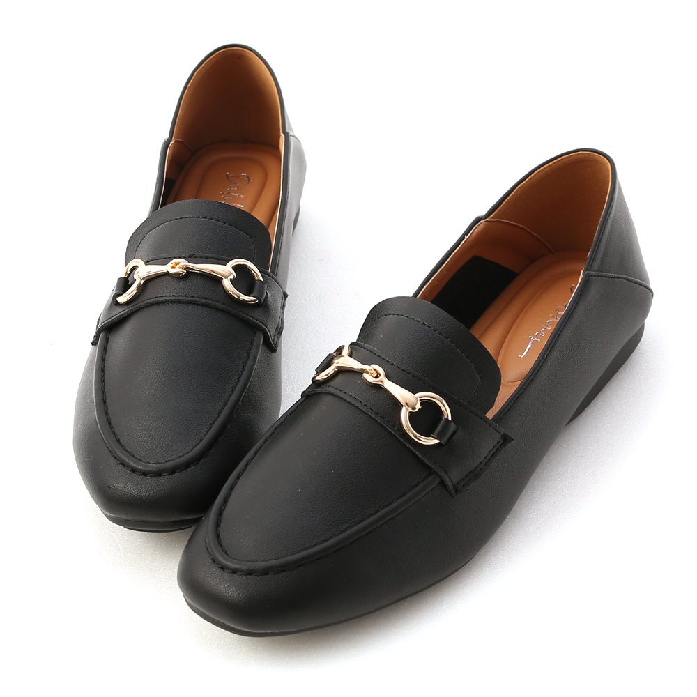 Soft Faux Leather Horsebit Loafers Black
