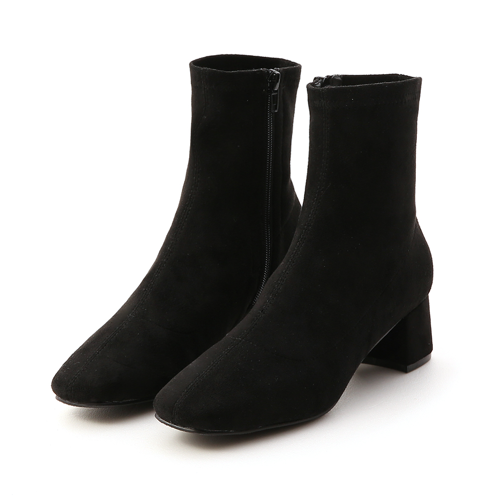 Square Toe Sock Boots Textured black