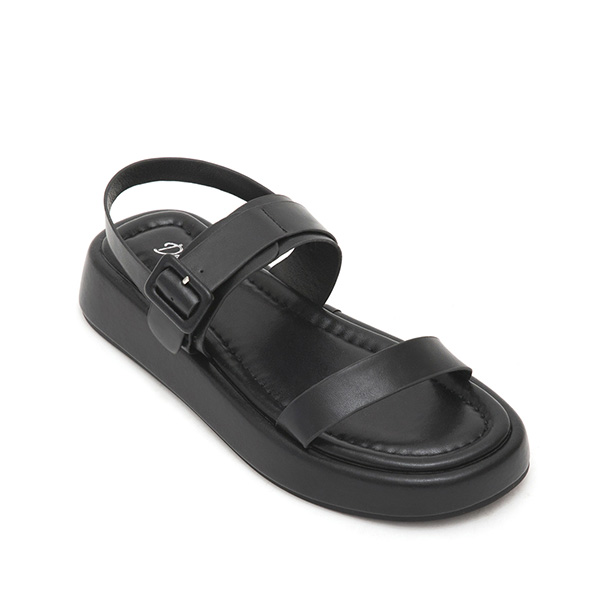 Square Buckle Thick Sole Sandals Black