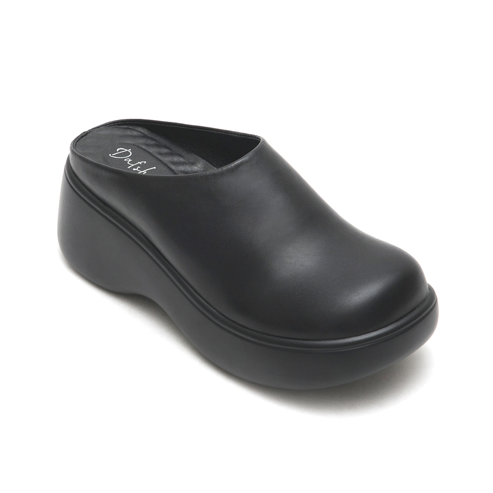 Plain Lightweight Thick Sole Mules Black