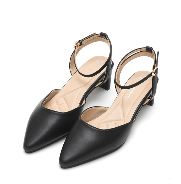 Elegant Pointed-Toe Flat Mary Jane Shoes Black