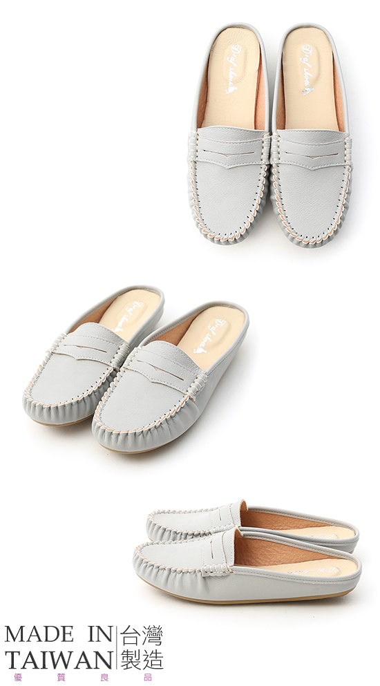 MIT Classic Moccasin Mules Grey