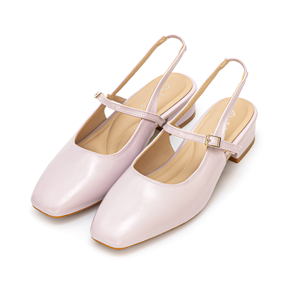 粉彩春日4D氣墊後空低跟鞋 紫