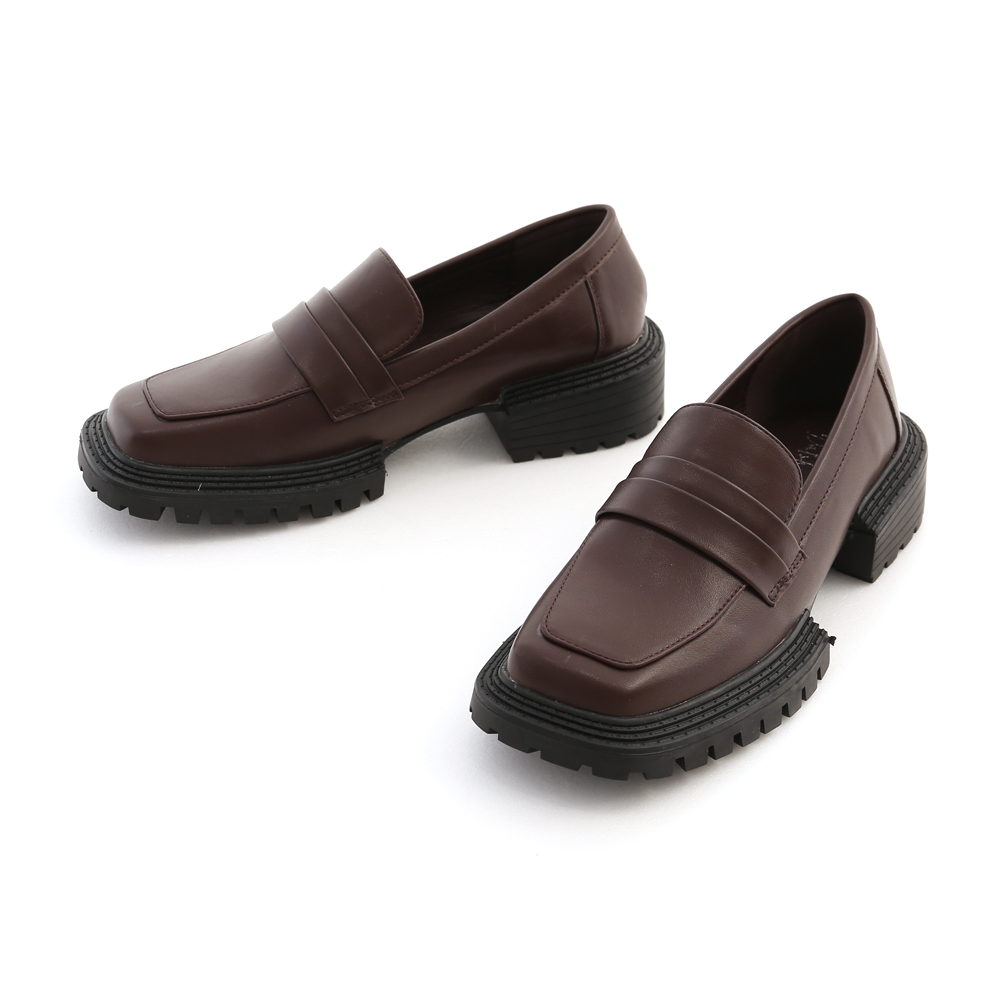 Track Sole Bulky Loafers Dark Brown