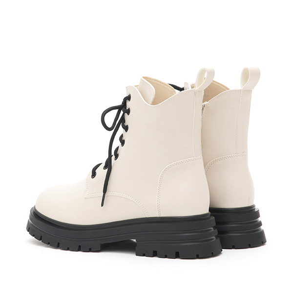 Side Cut Lace-Up Martin Boots Vanilla