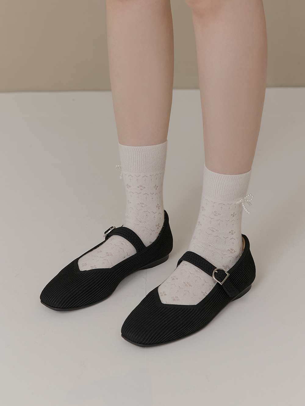 【3D零感雲織鞋】方頭瑪莉珍鞋 午夜黑