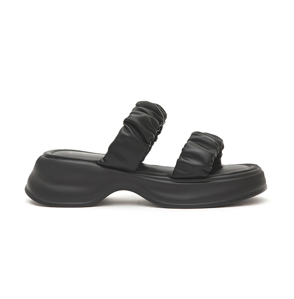 Comfy Ruched Details Lightweight Sandals Black