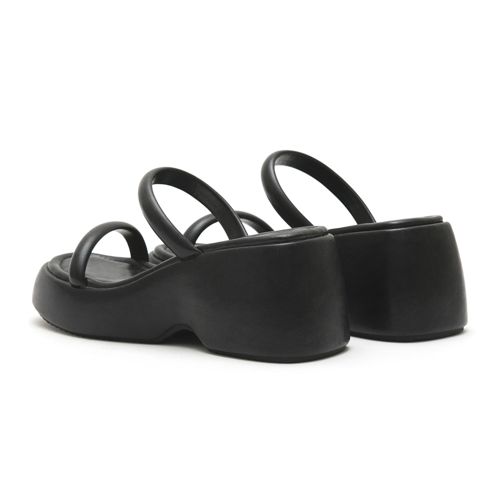 One-Strap Comfy Thick Sole Slide Sandals Black