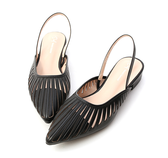 Cut-out Pointed Toe Slingback Black