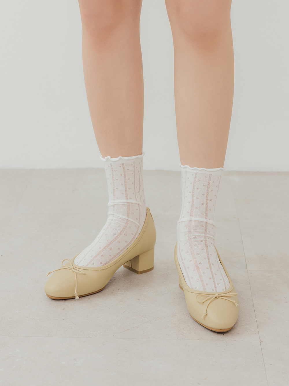 4D氣墊中跟芭蕾娃娃鞋 黃