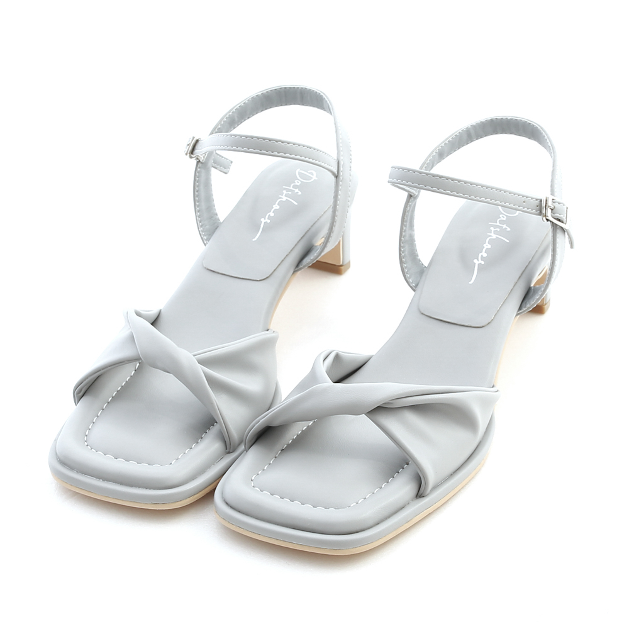 Puffy Cushioned Knot Flat-Heel Sandals Glacier Blue