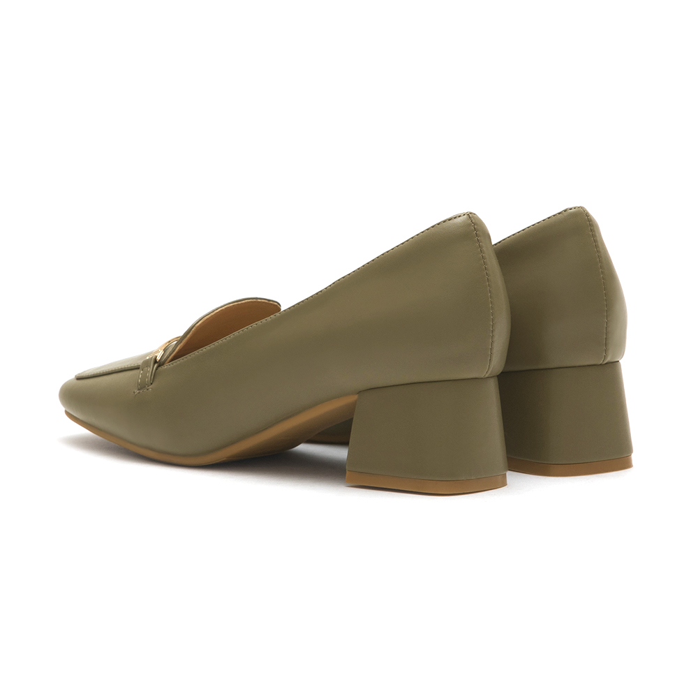 Horsebit Square-Toe Loafers Olive Green