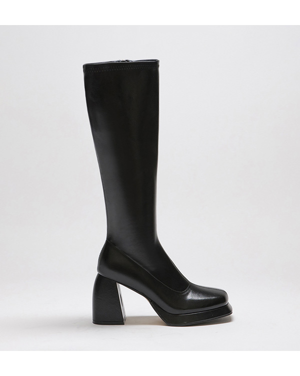 Platform High-Heel Slimming Tall Boots Black