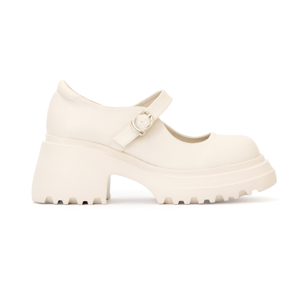 氧氣美女增高加厚底瑪莉珍鞋 米白