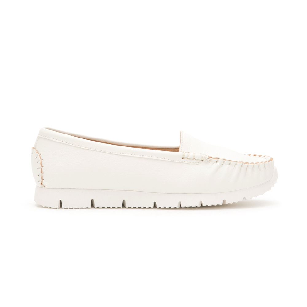 MIT Plain Platform Moccasins White