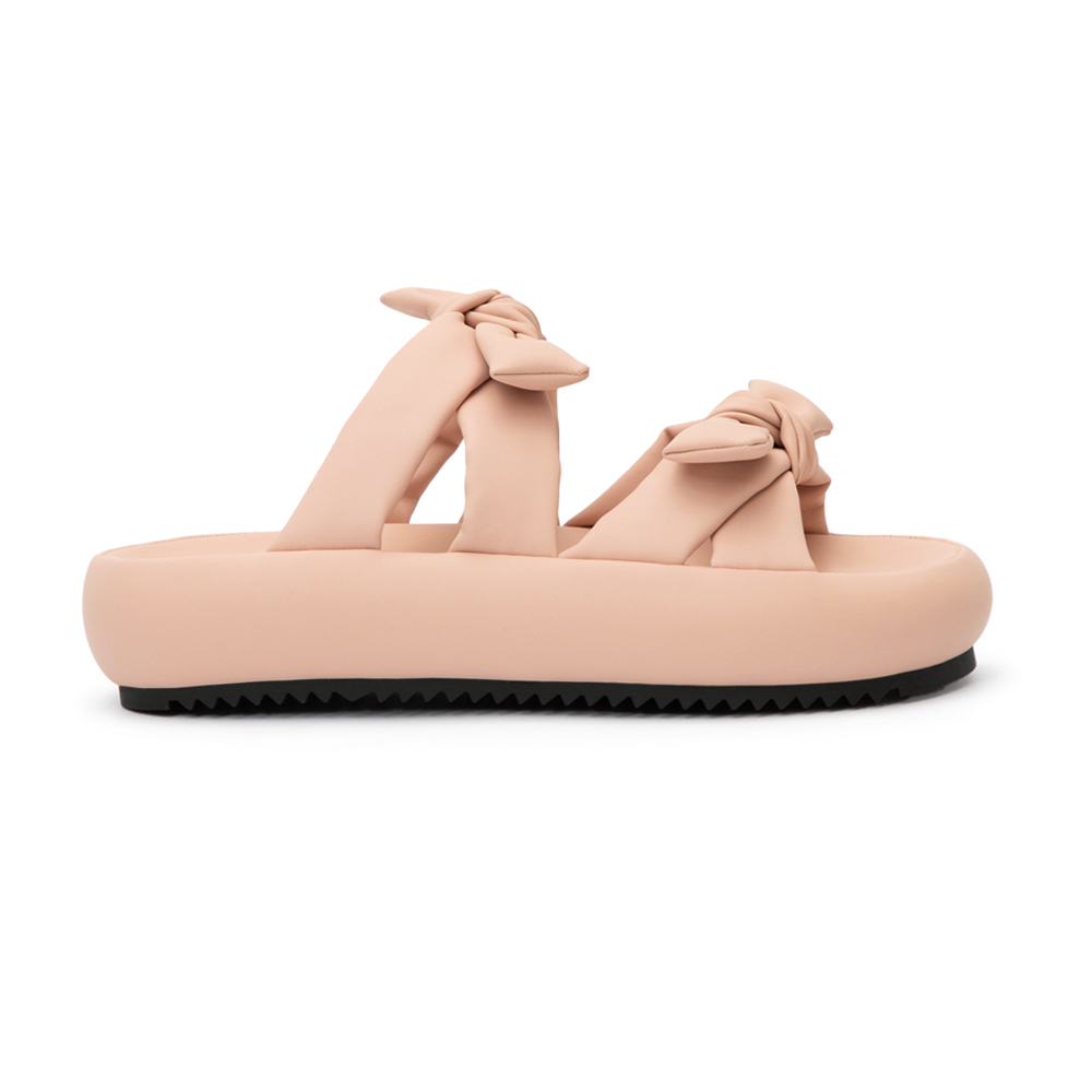 可愛雙蝴蝶結胖胖底氣墊拖鞋 粉