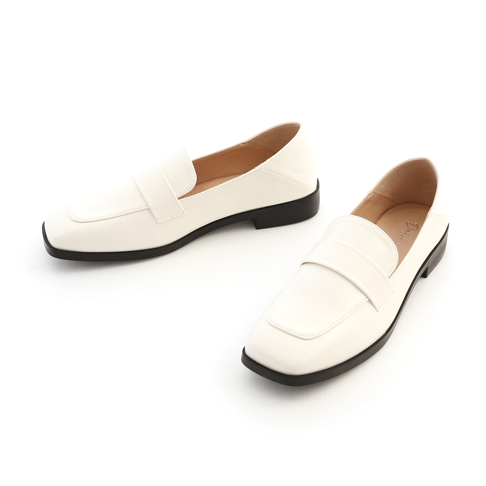 Faux Leather Classic Loafers White