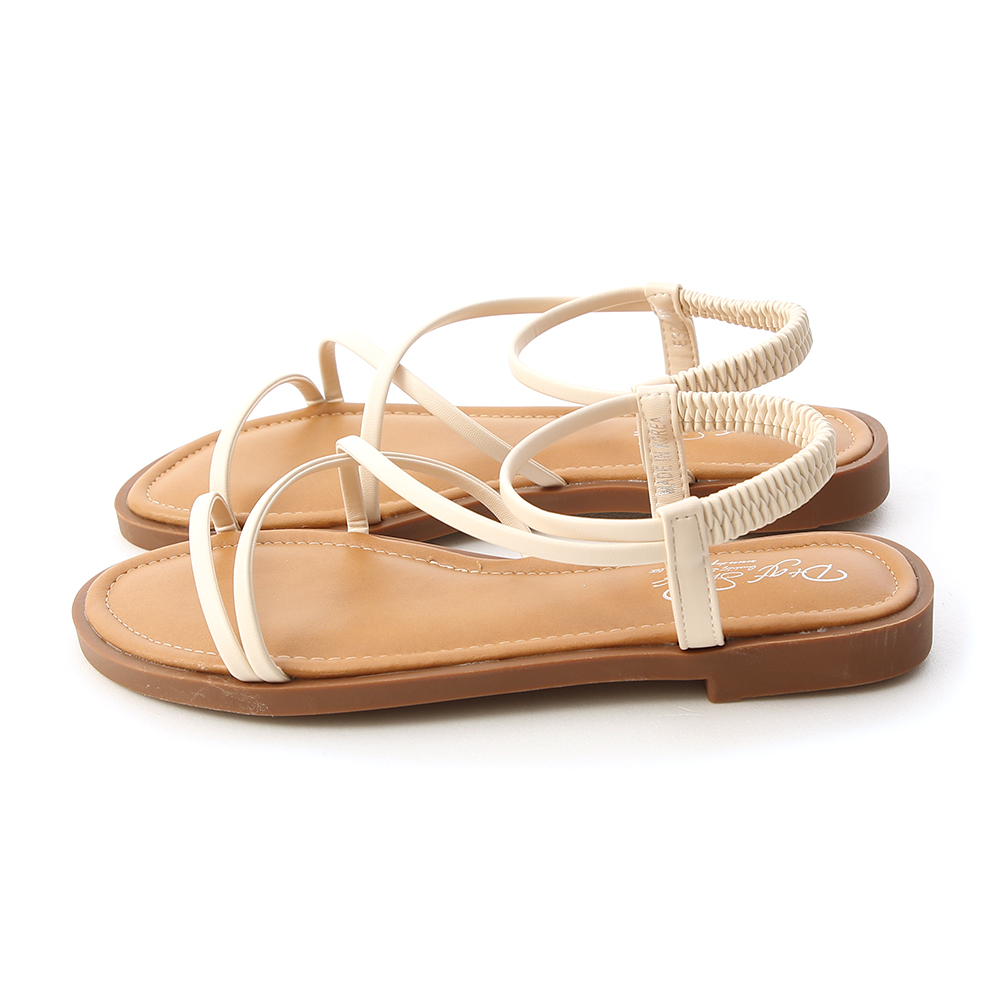 Strappy Flat Sandals Cream