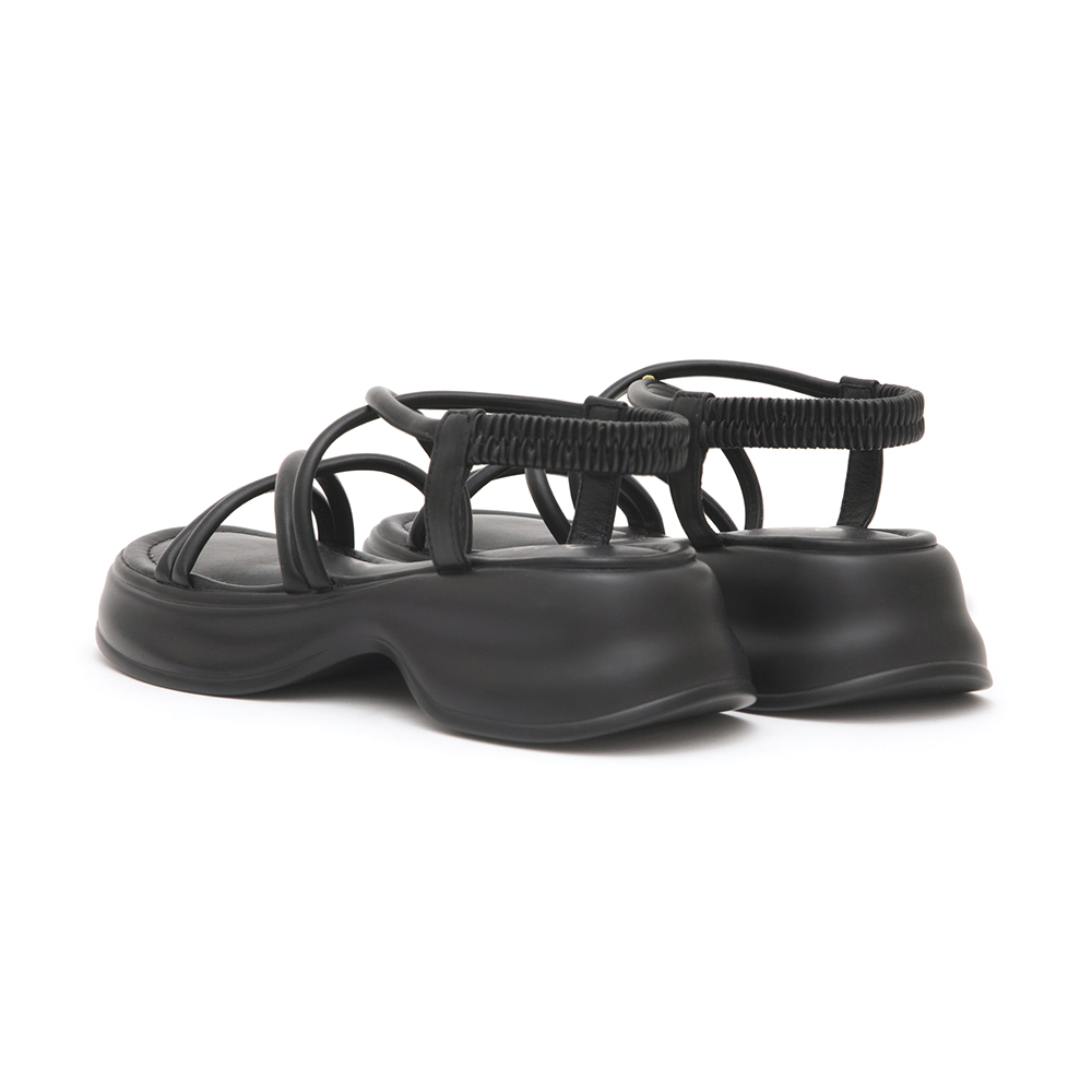 Thin Strap Lightweight Thick Sole Sandals Black