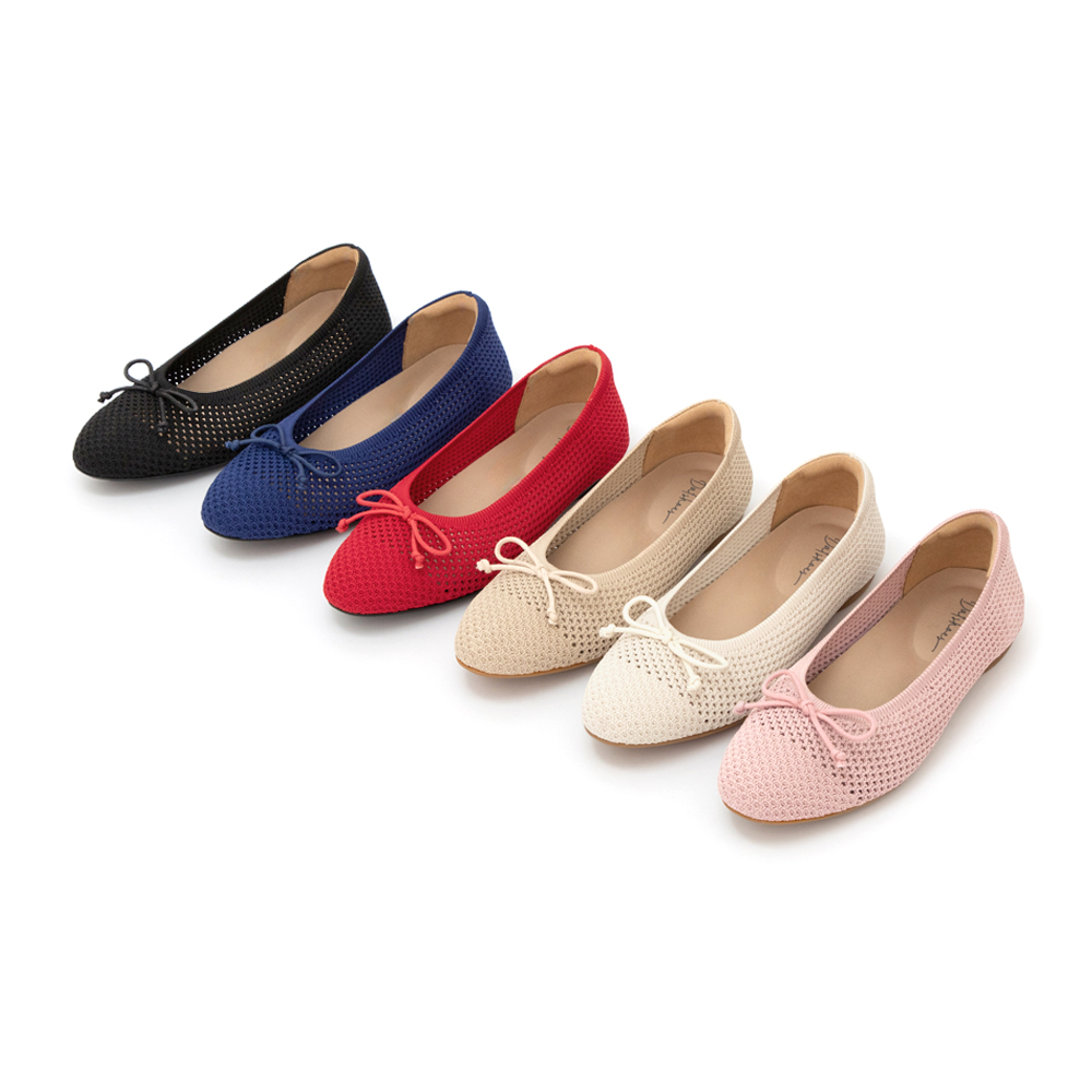 【3D零感雲織鞋】蝴蝶結圓頭芭蕾娃娃鞋 香草米