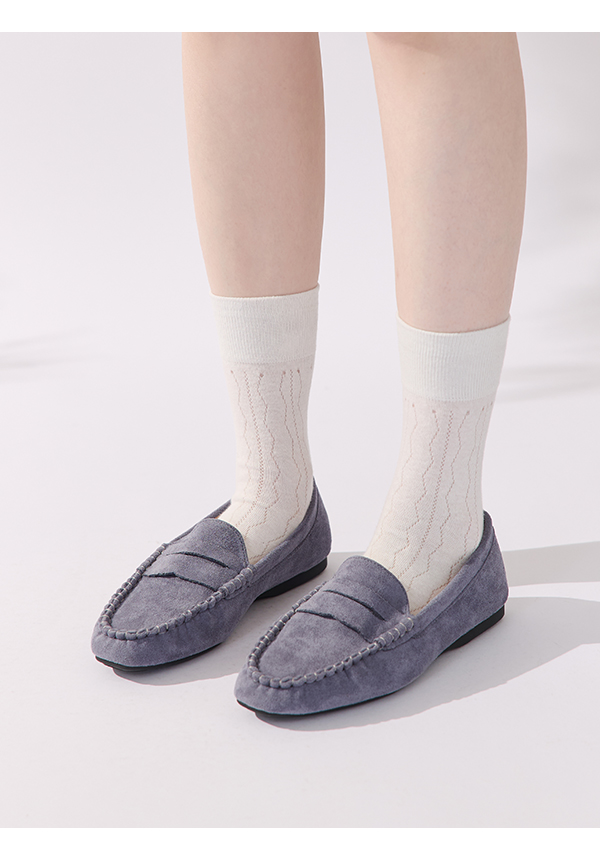 秋冬輕著4D氣墊豆豆底樂福鞋 迷霧藍