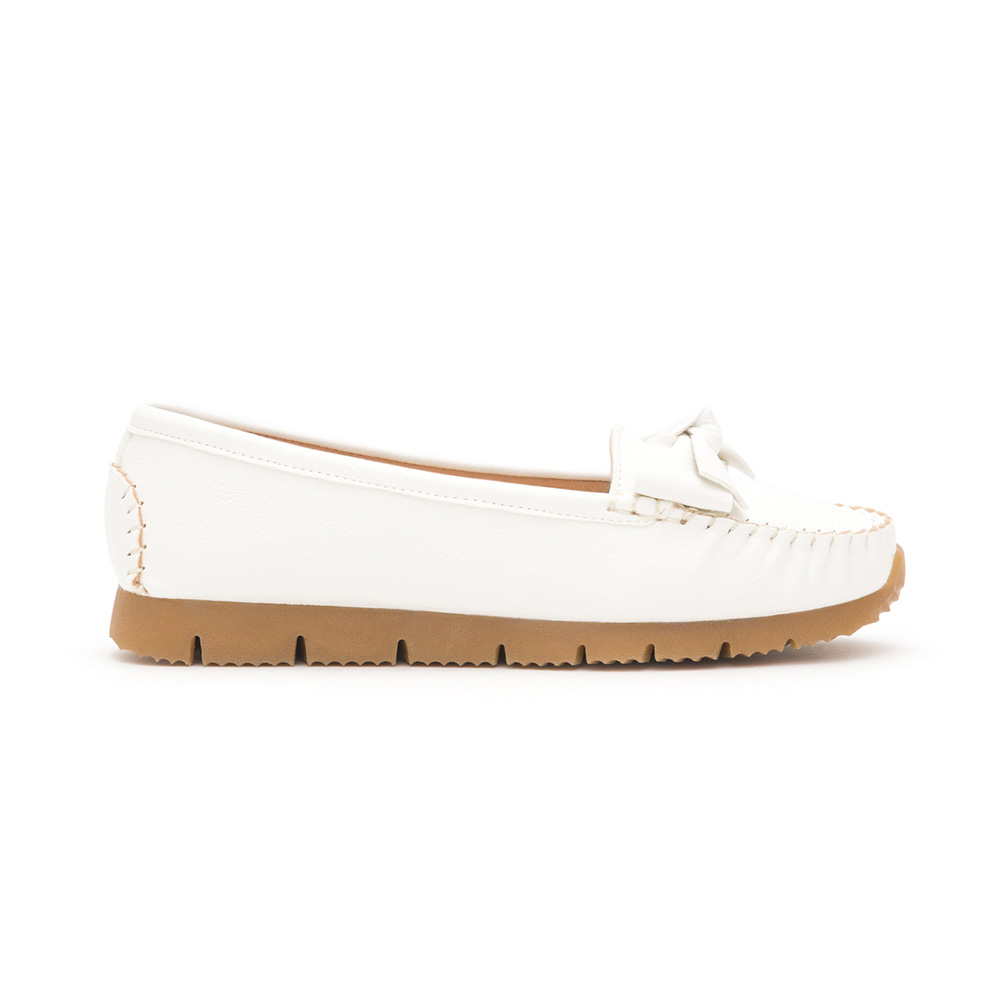 MIT Bow Platform Moccasins White