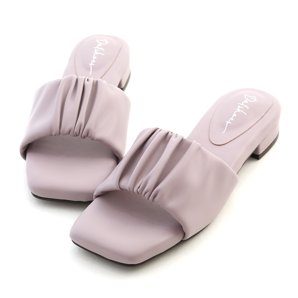 Ruched Puffy Cushioned Sandals Lavender