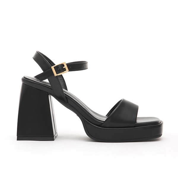 Single-Strap High-Heeled Platform Sandals Black