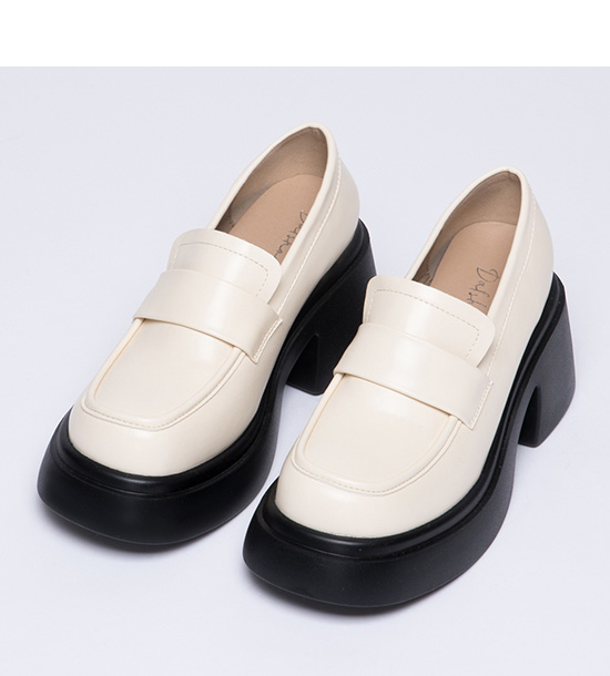 Lightweight Soft Sole High-Heel Loafers Vanilla