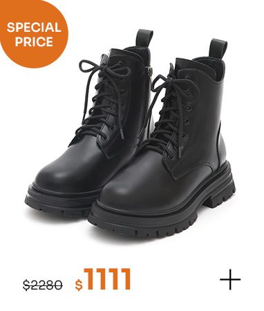 帥氣攻略．側V剪裁綁帶馬汀短靴