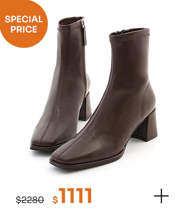 美麗零死角．素面方頭高跟瘦瘦靴