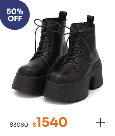 舞力全開增高加厚底綁帶短靴