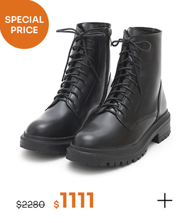 型人風格．厚底綁帶馬汀短靴